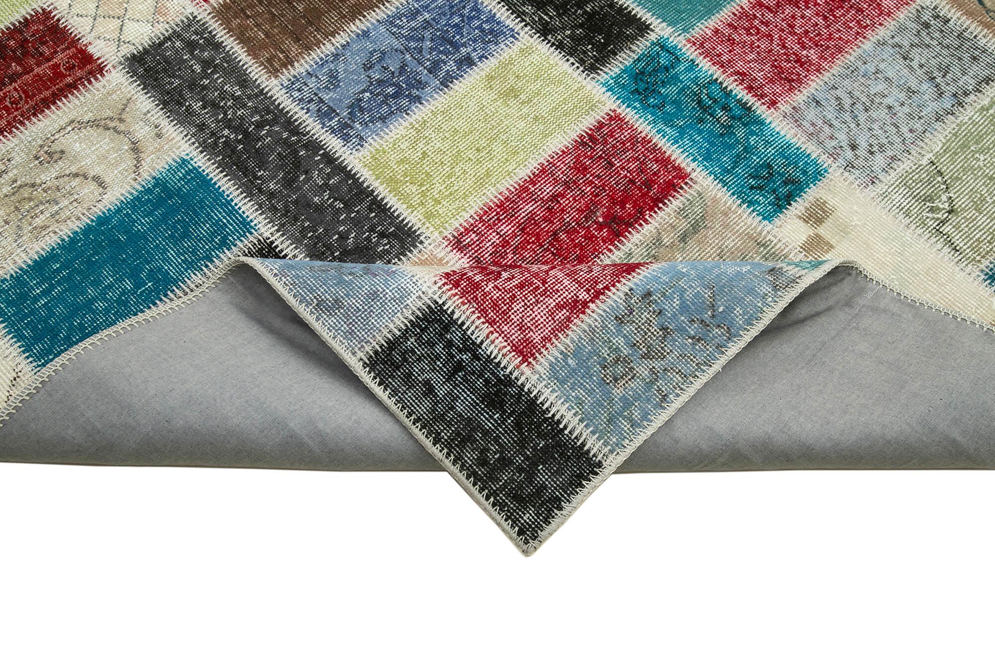 Kırk Yama Pembe Patchwork Pamuk Yün El Dokuma Halısı 178x246 Agacan