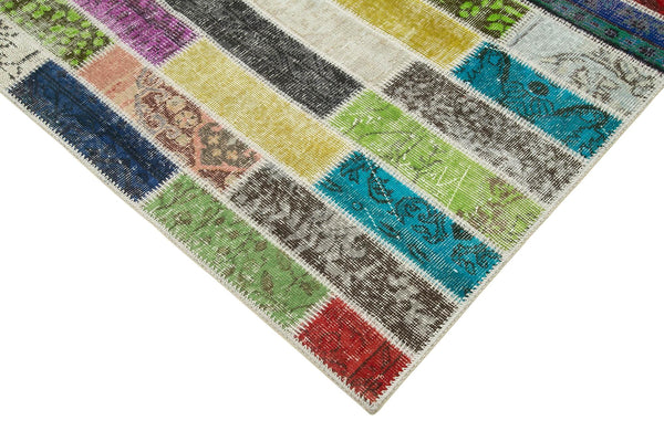 Kırk Yama Pembe Patchwork Pamuk Yün El Dokuma Halısı 172x227 Agacan
