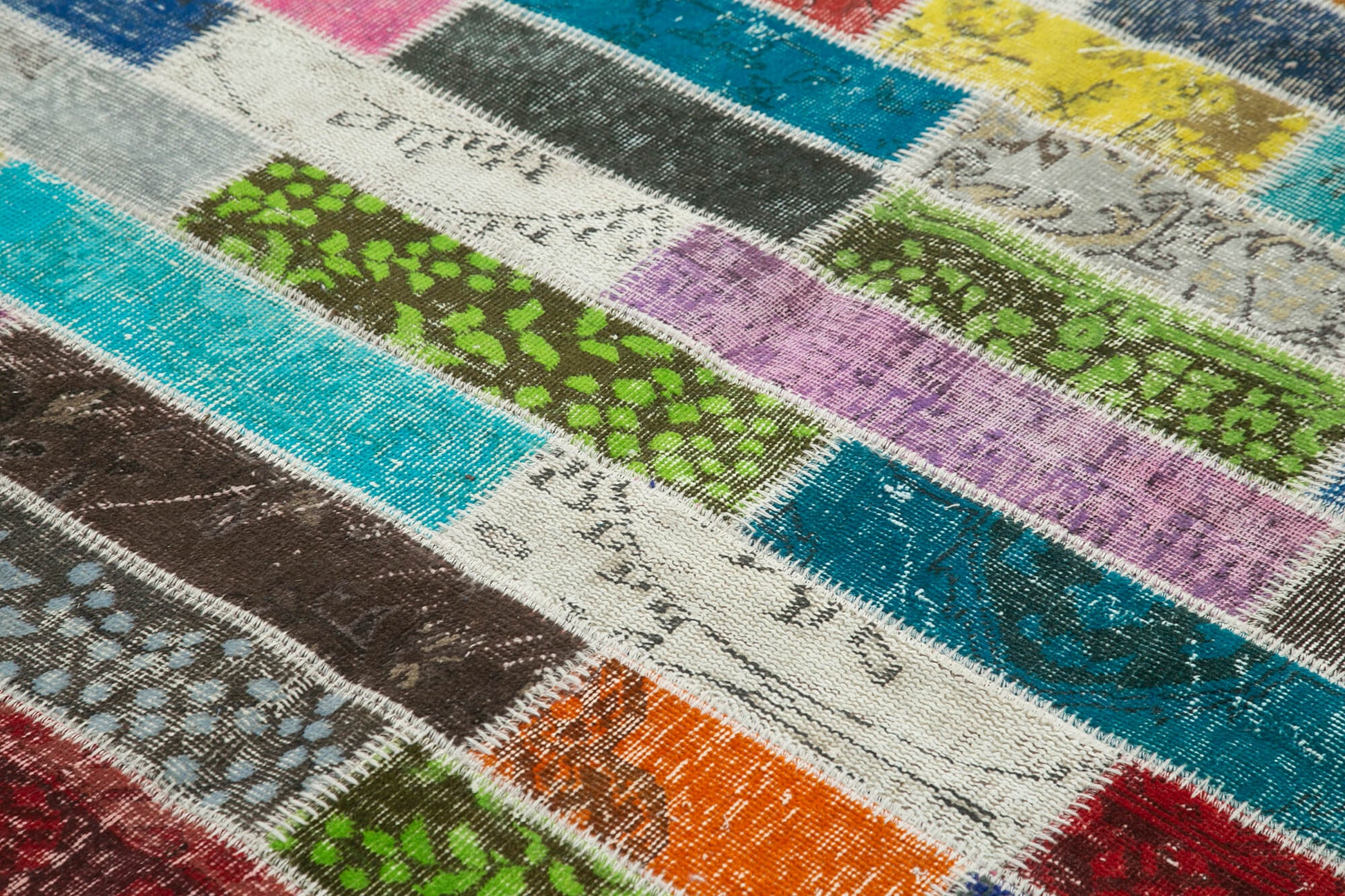 Kırk Yama Pembe Patchwork Pamuk Yün El Dokuma Halısı 172x227 Agacan