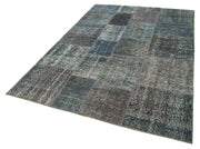 Kırk Yama Gri Patchwork Pamuk Yün El Dokuma Halısı 170x242 Agacan