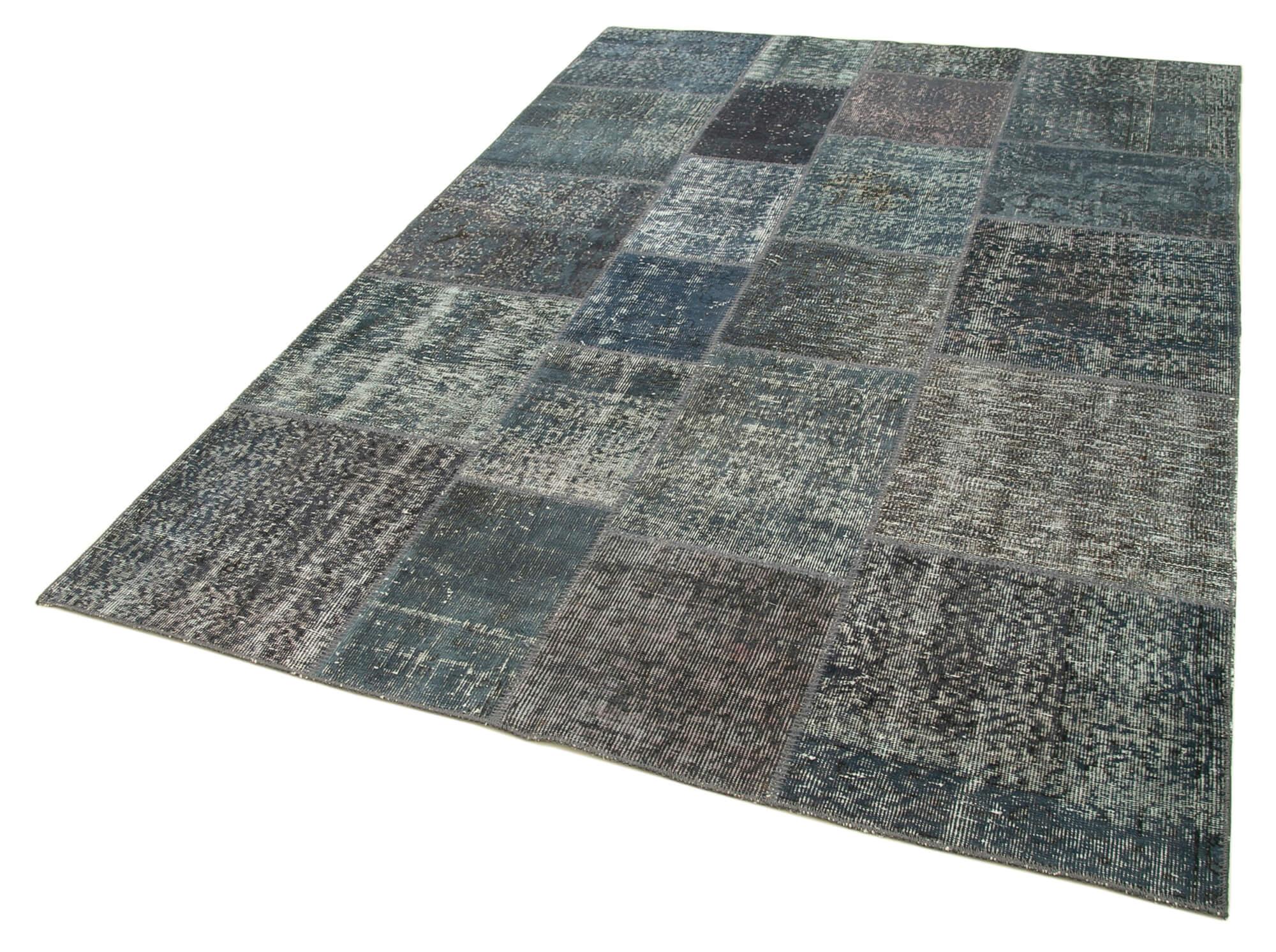 Kırk Yama Gri Patchwork Pamuk Yün El Dokuma Halısı 170x242 Agacan