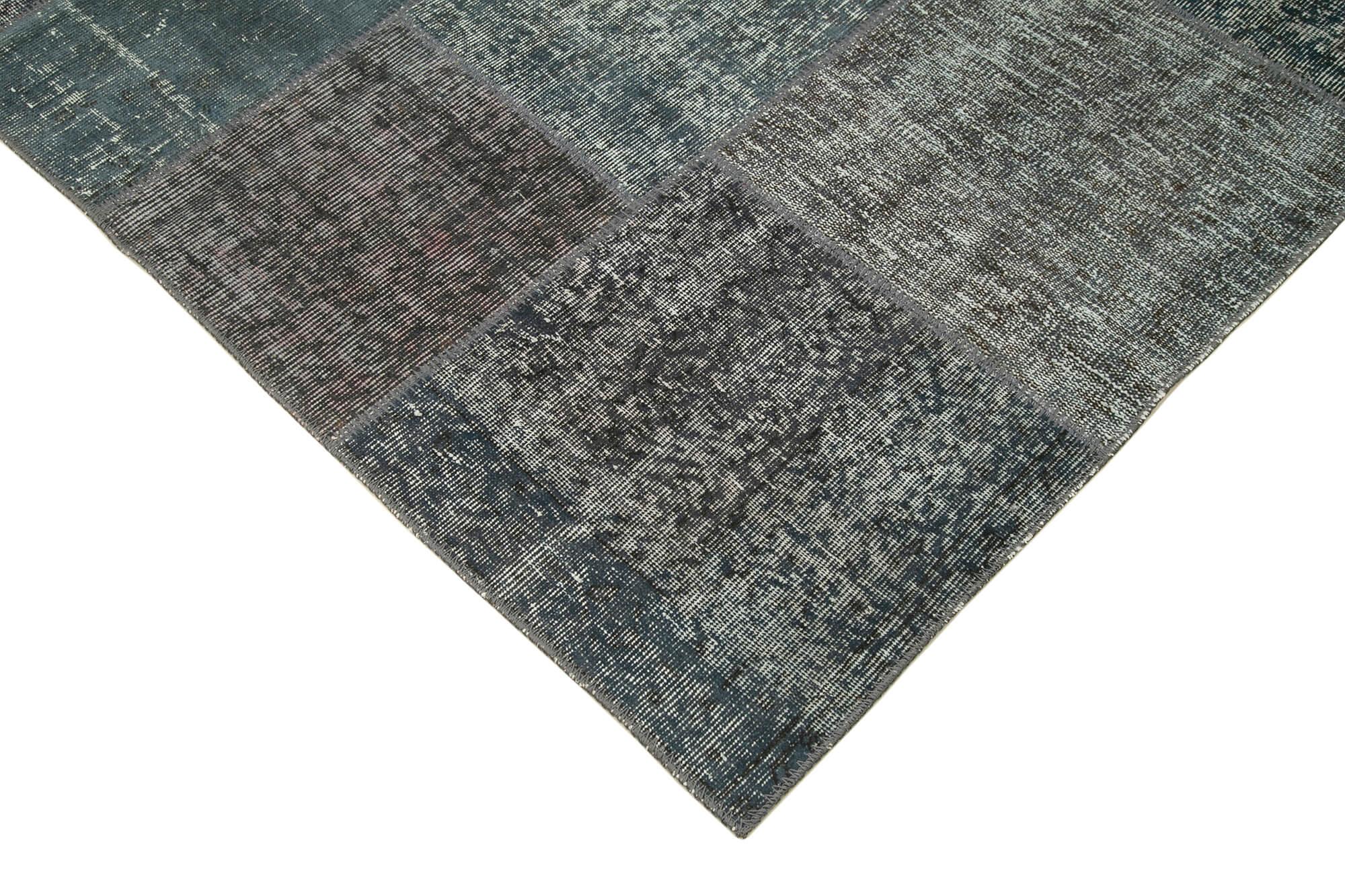 Kırk Yama Gri Patchwork Pamuk Yün El Dokuma Halısı 170x242 Agacan