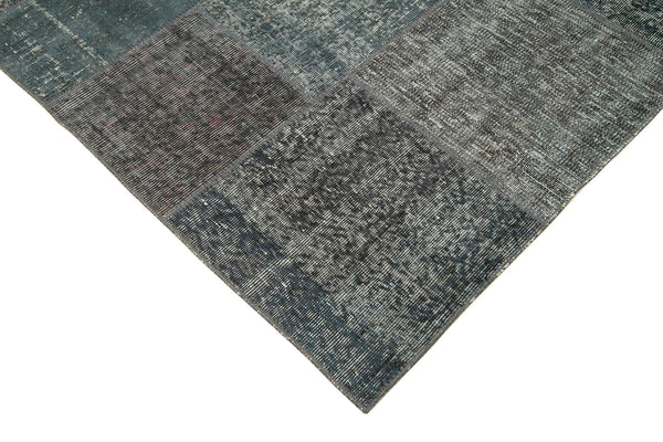 Kırk Yama Gri Patchwork Pamuk Yün El Dokuma Halısı 170x242 Agacan