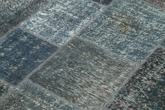 Kırk Yama Gri Patchwork Pamuk Yün El Dokuma Halısı 170x242 Agacan