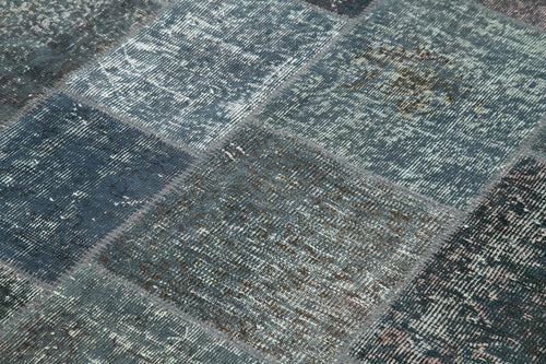 Kırk Yama Gri Patchwork Pamuk Yün El Dokuma Halısı 170x242 Agacan