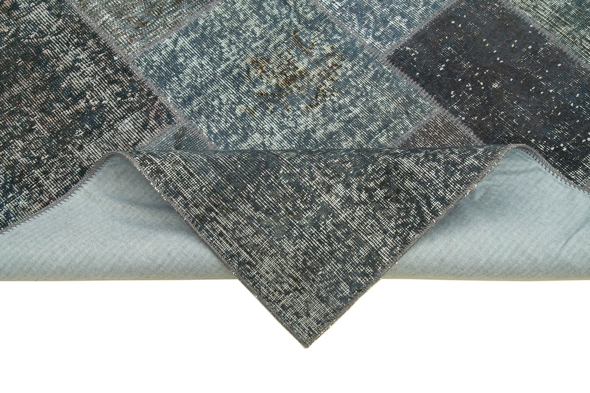 Kırk Yama Gri Patchwork Pamuk Yün El Dokuma Halısı 170x242 Agacan