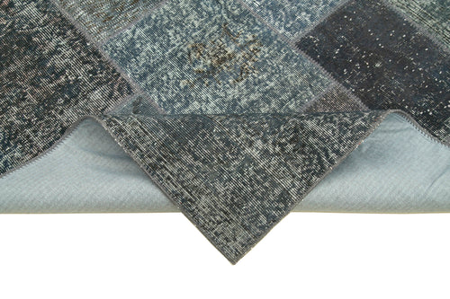 Kırk Yama Gri Patchwork Pamuk Yün El Dokuma Halısı 170x242 Agacan