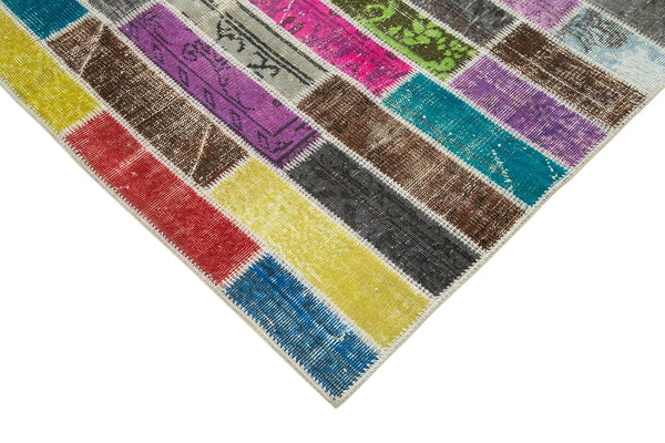 Kırk Yama Pembe Patchwork Pamuk Yün El Dokuma Halısı 172x230 Agacan
