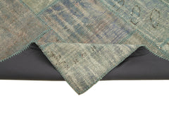 Kırk Yama Mavi Patchwork Pamuk Yün El Dokuma Halısı 175x244 Agacan