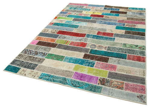 Kırk Yama Pembe Patchwork Pamuk Yün El Dokuma Halısı 170x238 Agacan