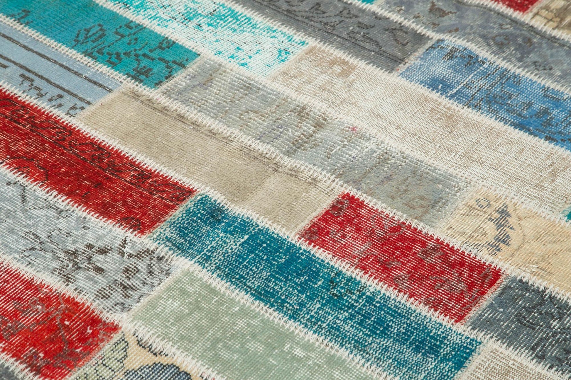 Kırk Yama Pembe Patchwork Pamuk Yün El Dokuma Halısı 170x238 Agacan