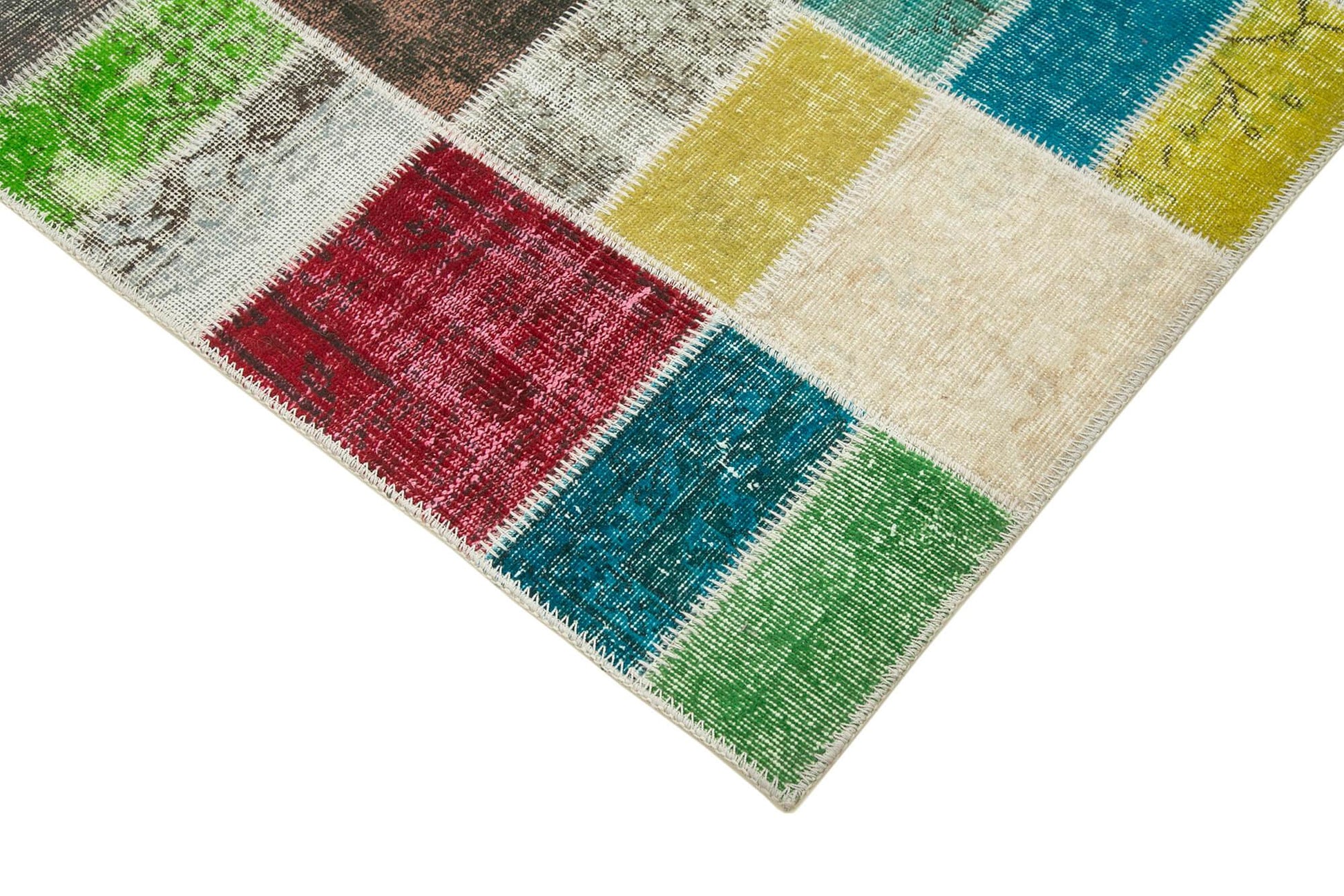 Kırk Yama Pembe Patchwork Pamuk Yün El Dokuma Halısı 177x229 Agacan