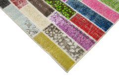 Kırk Yama Pembe Patchwork Pamuk Yün El Dokuma Halısı 176x227 Agacan