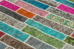 Kırk Yama Pembe Patchwork Pamuk Yün El Dokuma Halısı 173x228 Agacan