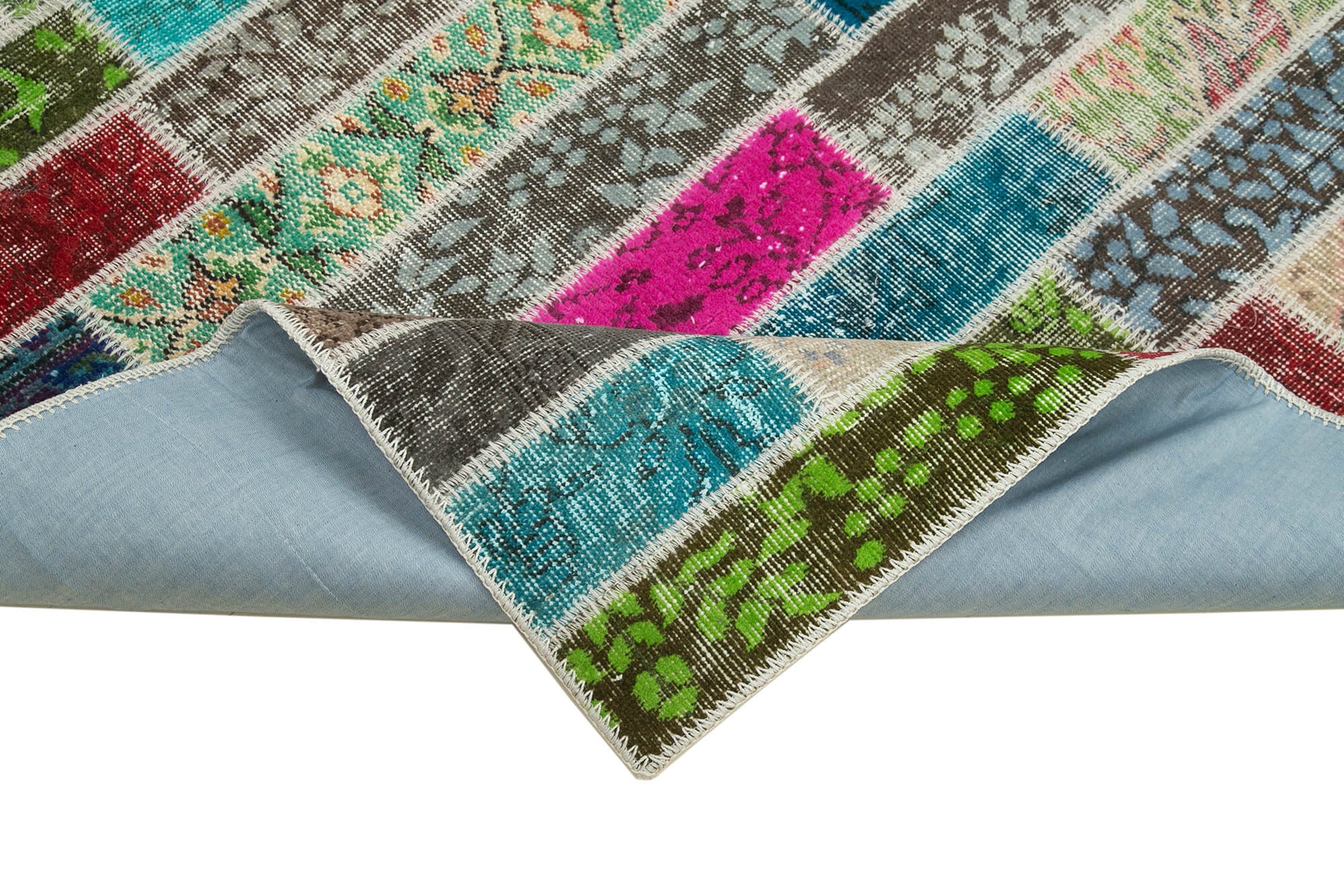 Kırk Yama Pembe Patchwork Pamuk Yün El Dokuma Halısı 173x228 Agacan
