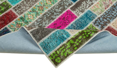 Kırk Yama Pembe Patchwork Pamuk Yün El Dokuma Halısı 173x228 Agacan