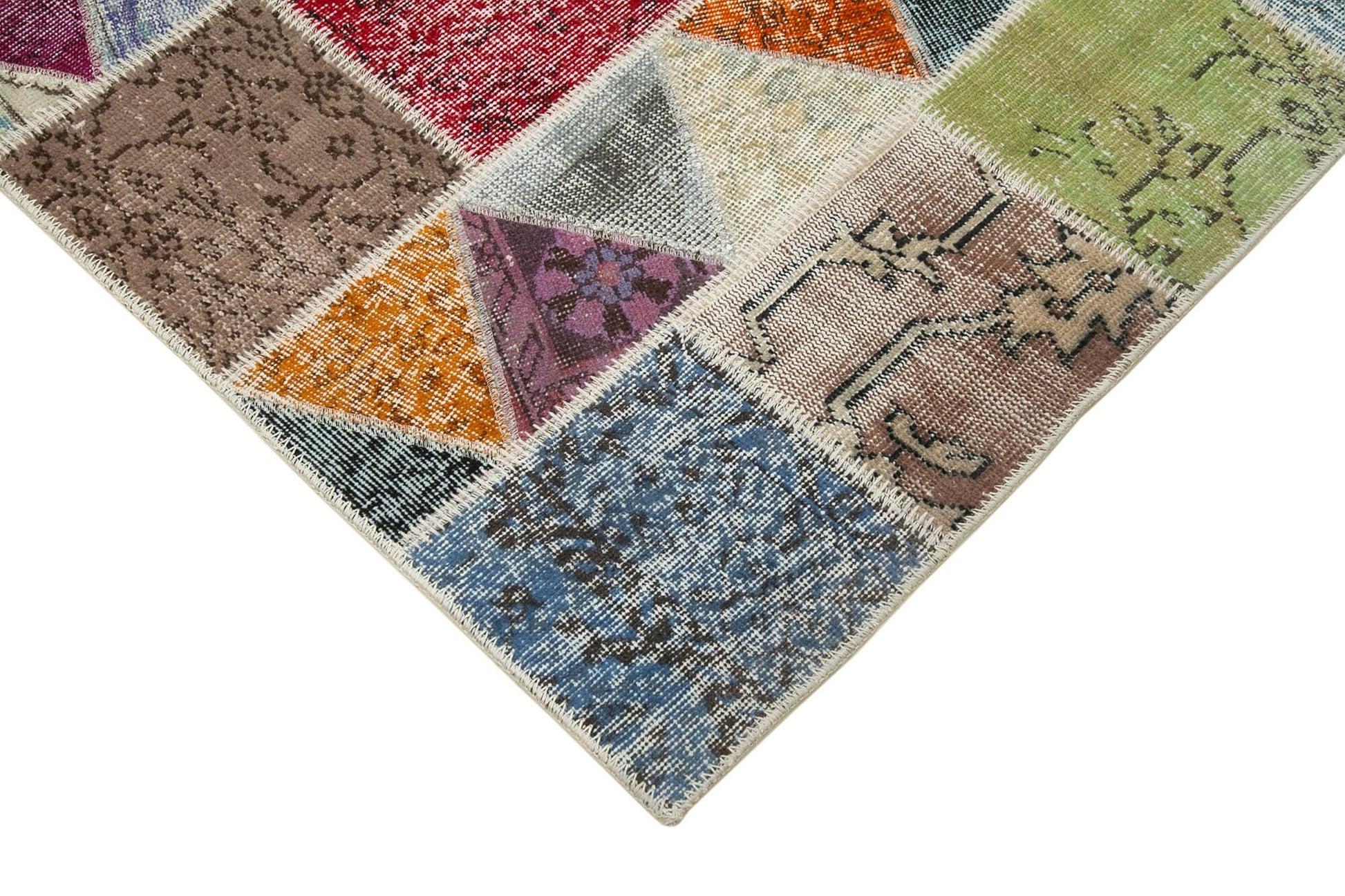 Kırk Yama Pembe Patchwork Pamuk Yün El Dokuma Halısı 180x232 Agacan