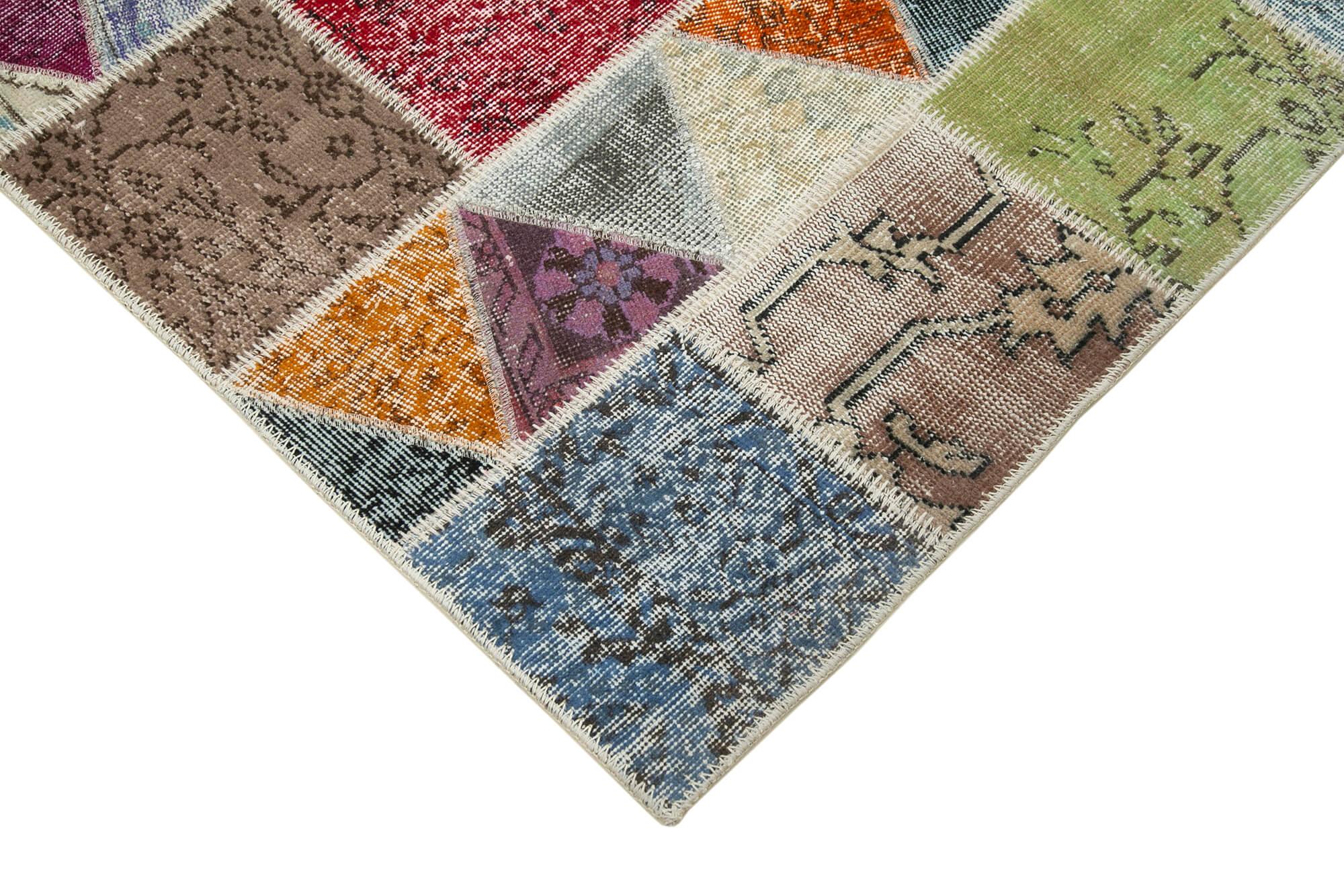 Kırk Yama Pembe Patchwork Pamuk Yün El Dokuma Halısı 180x232 Agacan