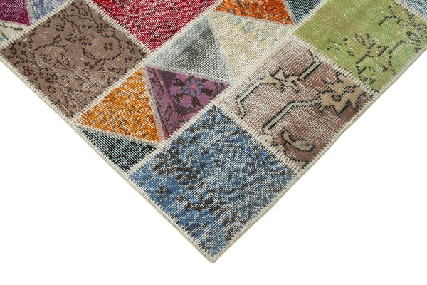 Kırk Yama Pembe Patchwork Pamuk Yün El Dokuma Halısı 180x232 Agacan