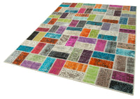 Mehrfarbiger handgemachter Patchwork Teppich Geometrisch 173x225 cm