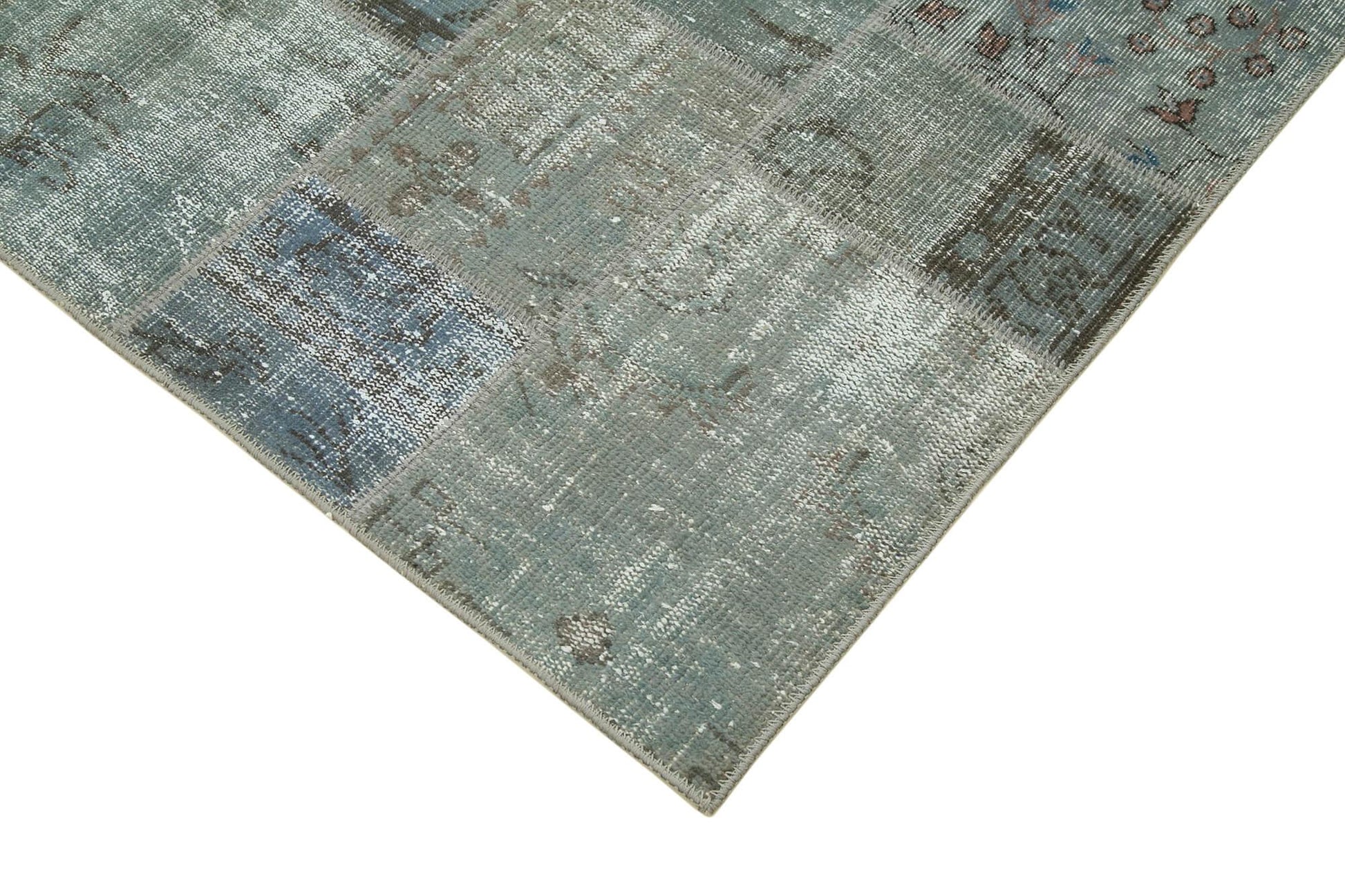 Kırk Yama Gri Patchwork Pamuk Yün El Dokuma Halısı 174x240 Agacan