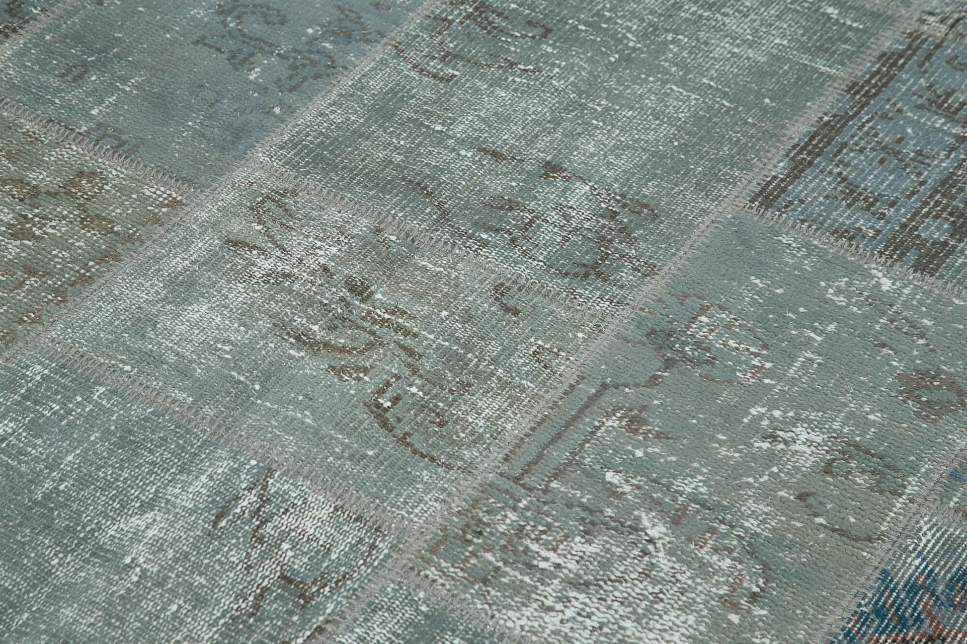 Kırk Yama Gri Patchwork Pamuk Yün El Dokuma Halısı 174x240 Agacan