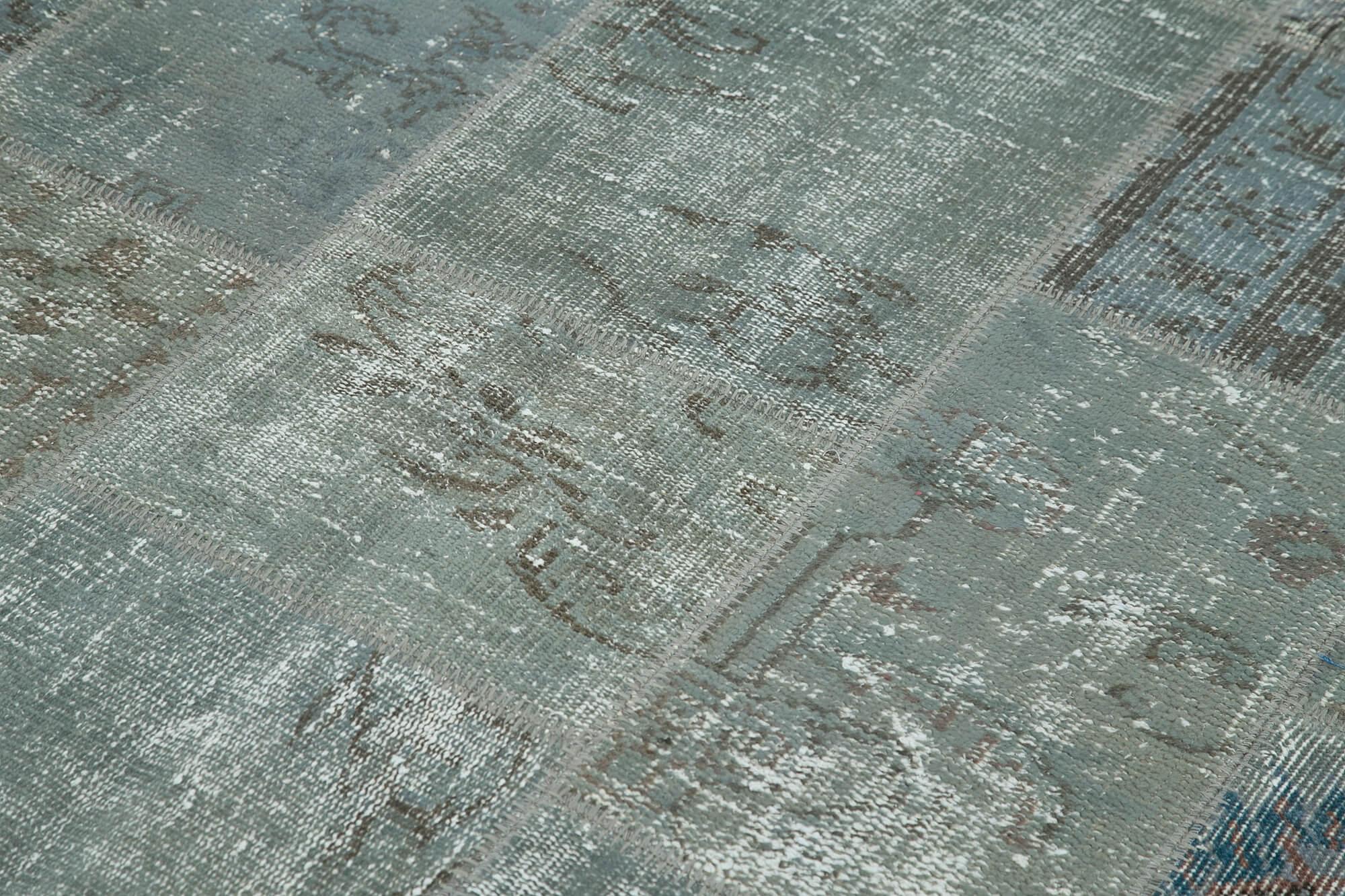 Kırk Yama Gri Patchwork Pamuk Yün El Dokuma Halısı 174x240 Agacan