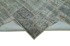 Kırk Yama Gri Patchwork Pamuk Yün El Dokuma Halısı 174x240 Agacan