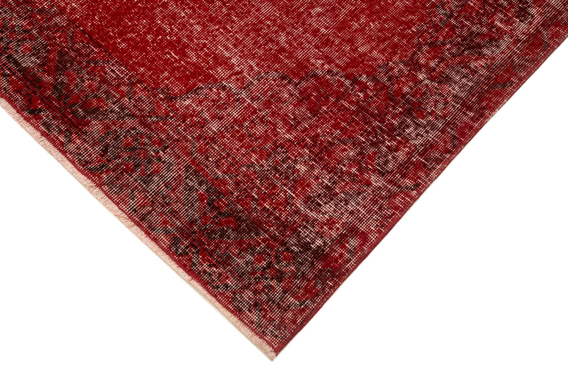 Zile Kırmızı Eskitme Pamuk Yün El Dokuma Halısı 150x390 Agacan