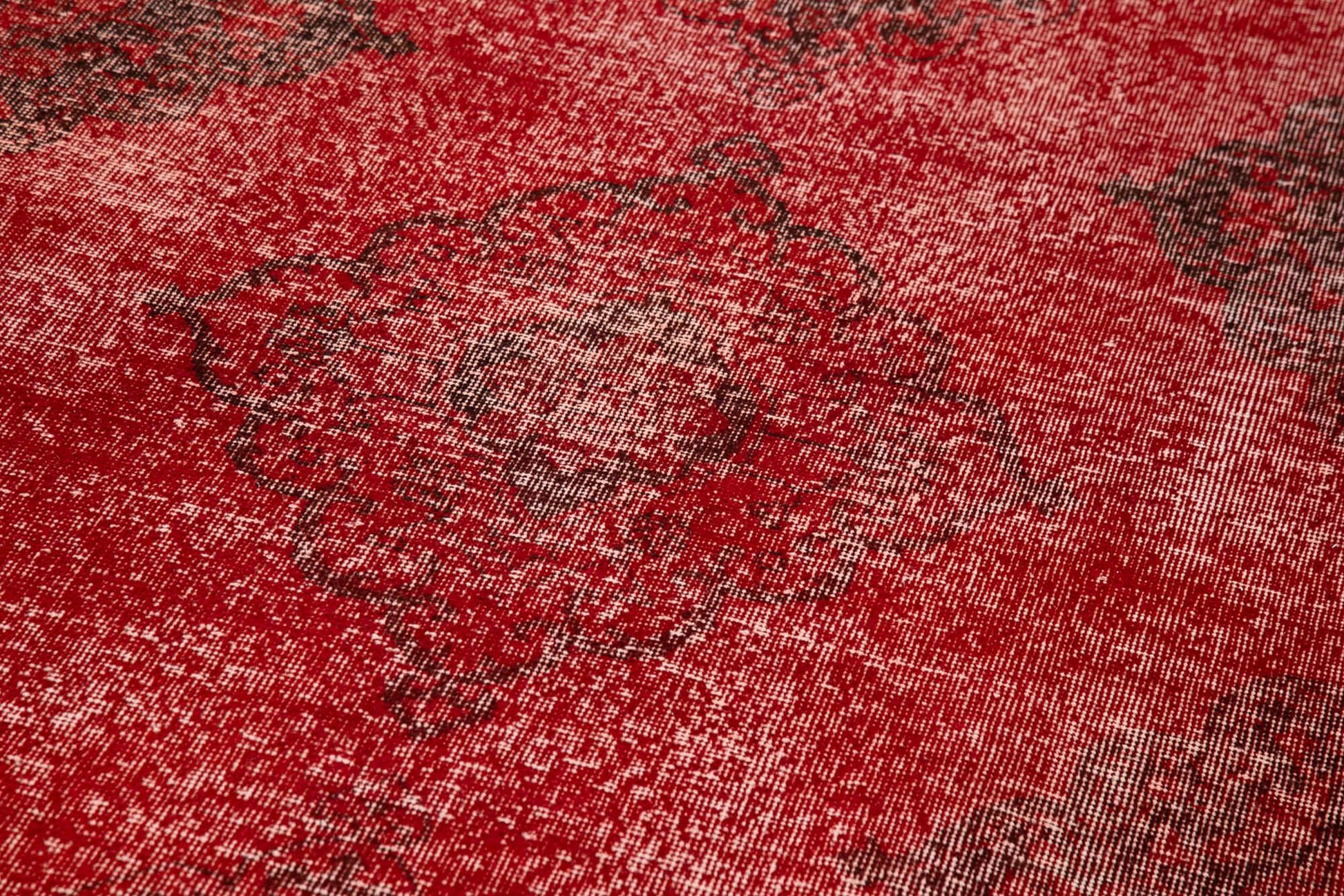 Zile Kırmızı Eskitme Pamuk Yün El Dokuma Halısı 150x390 Agacan