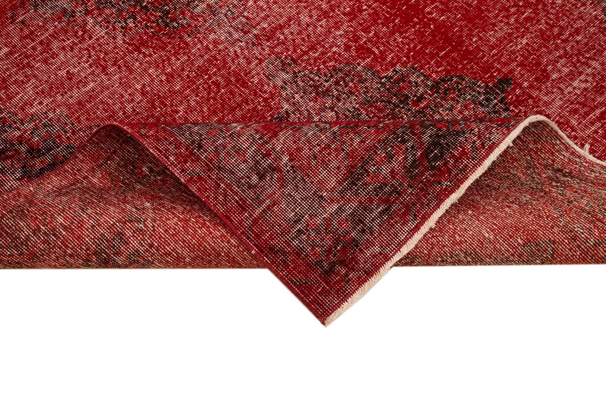 Zile Kırmızı Eskitme Pamuk Yün El Dokuma Halısı 150x390 Agacan