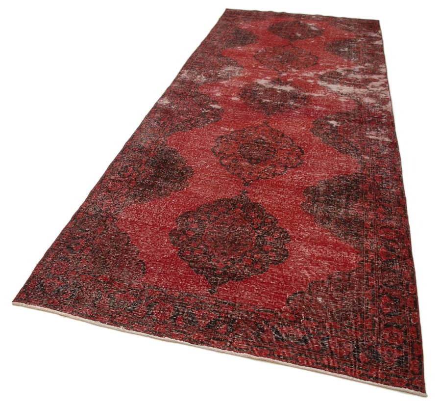 Zile Kırmızı Eskitme Pamuk Yün El Dokuma Halısı 143x410 Agacan