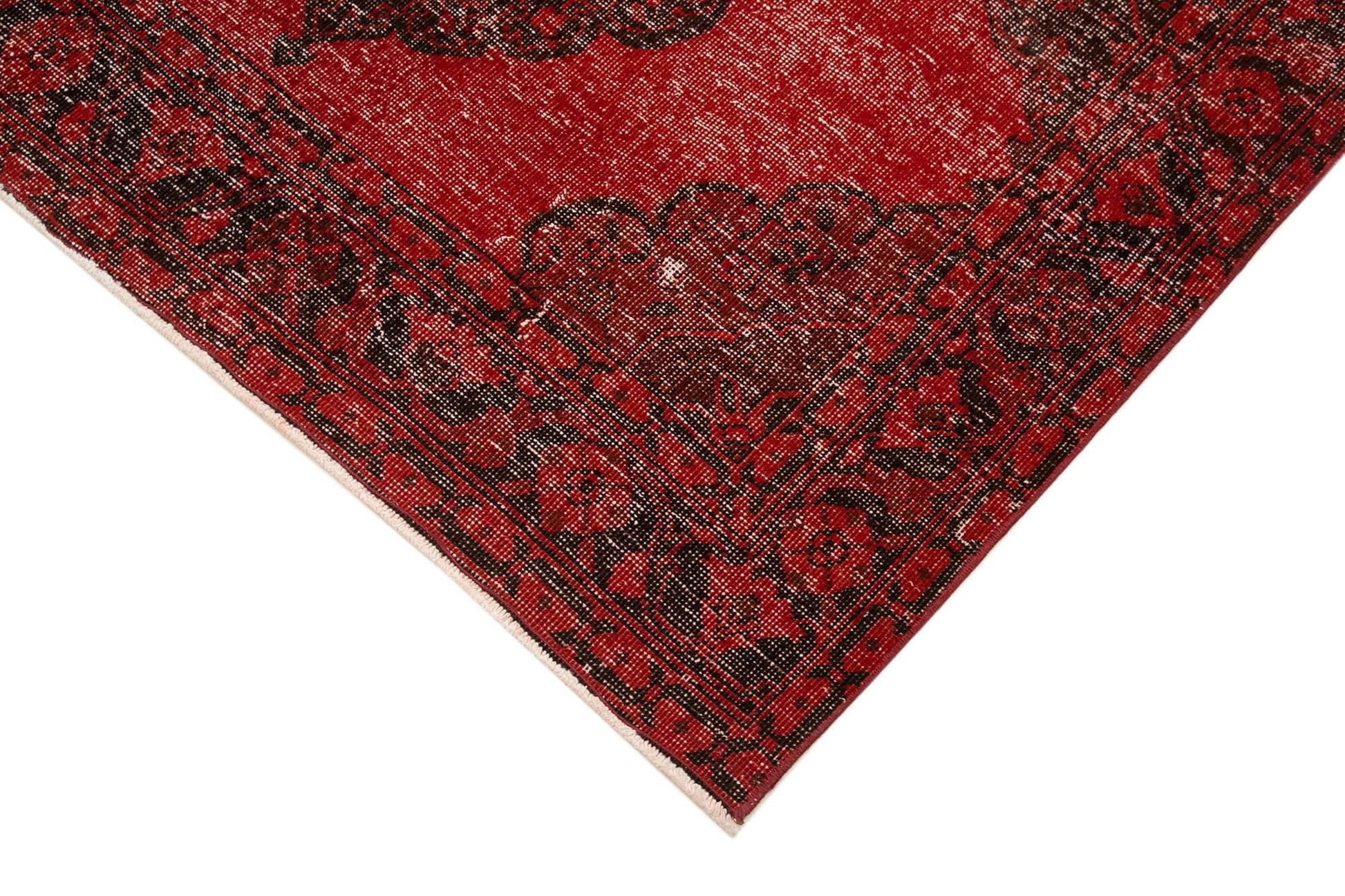Zile Kırmızı Eskitme Pamuk Yün El Dokuma Halısı 143x410 Agacan