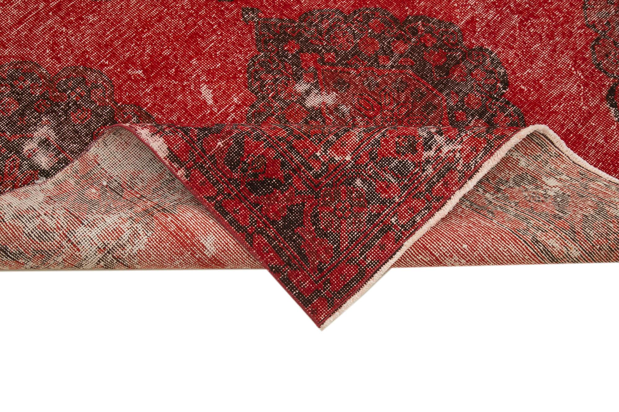 Zile Kırmızı Eskitme Pamuk Yün El Dokuma Halısı 143x410 Agacan