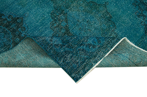 Zile Turkuaz Eskitme Pamuk Yün El Dokuma Halısı 145x405 Agacan