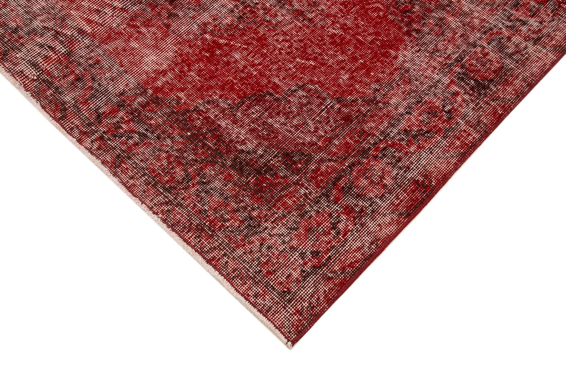 Zile Kırmızı Eskitme Pamuk Yün El Dokuma Halısı 138x385 Agacan