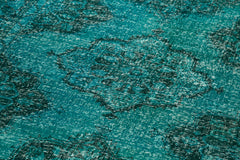 Zile Turkuaz Eskitme Pamuk Yün El Dokuma Halısı 140x403 Agacan