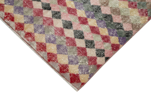 Checkered Runner Beyaz Geometrik Pamuk Yün El Dokuma Halısı 79x211 Agacan