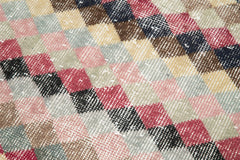 Checkered Runner Beyaz Geometrik Pamuk Yün El Dokuma Halısı 79x211 Agacan