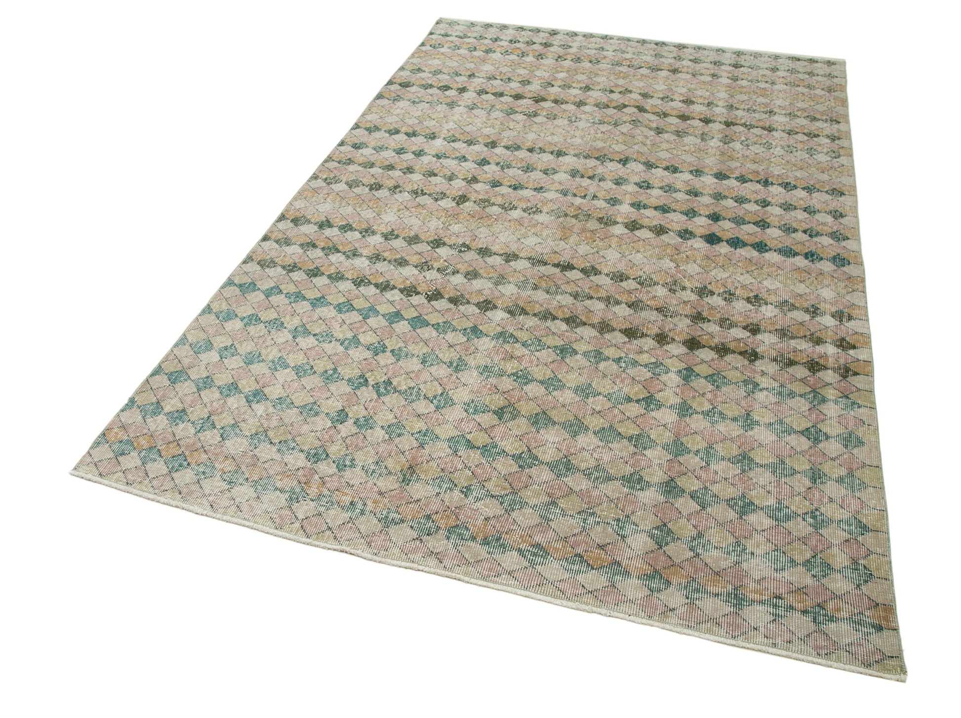 Checkered Kilim Beyaz Damalı Pamuk Yün El Dokuma Halısı 155x253 Agacan