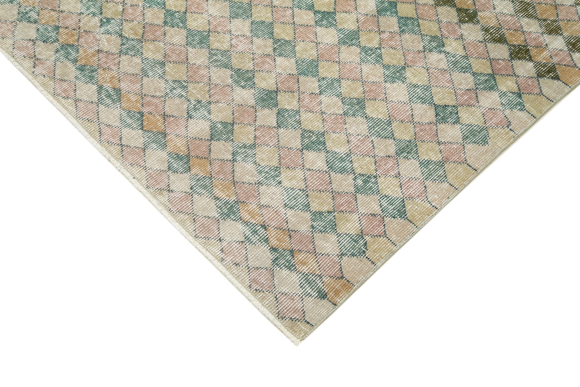 Checkered Kilim Beyaz Damalı Pamuk Yün El Dokuma Halısı 155x253 Agacan