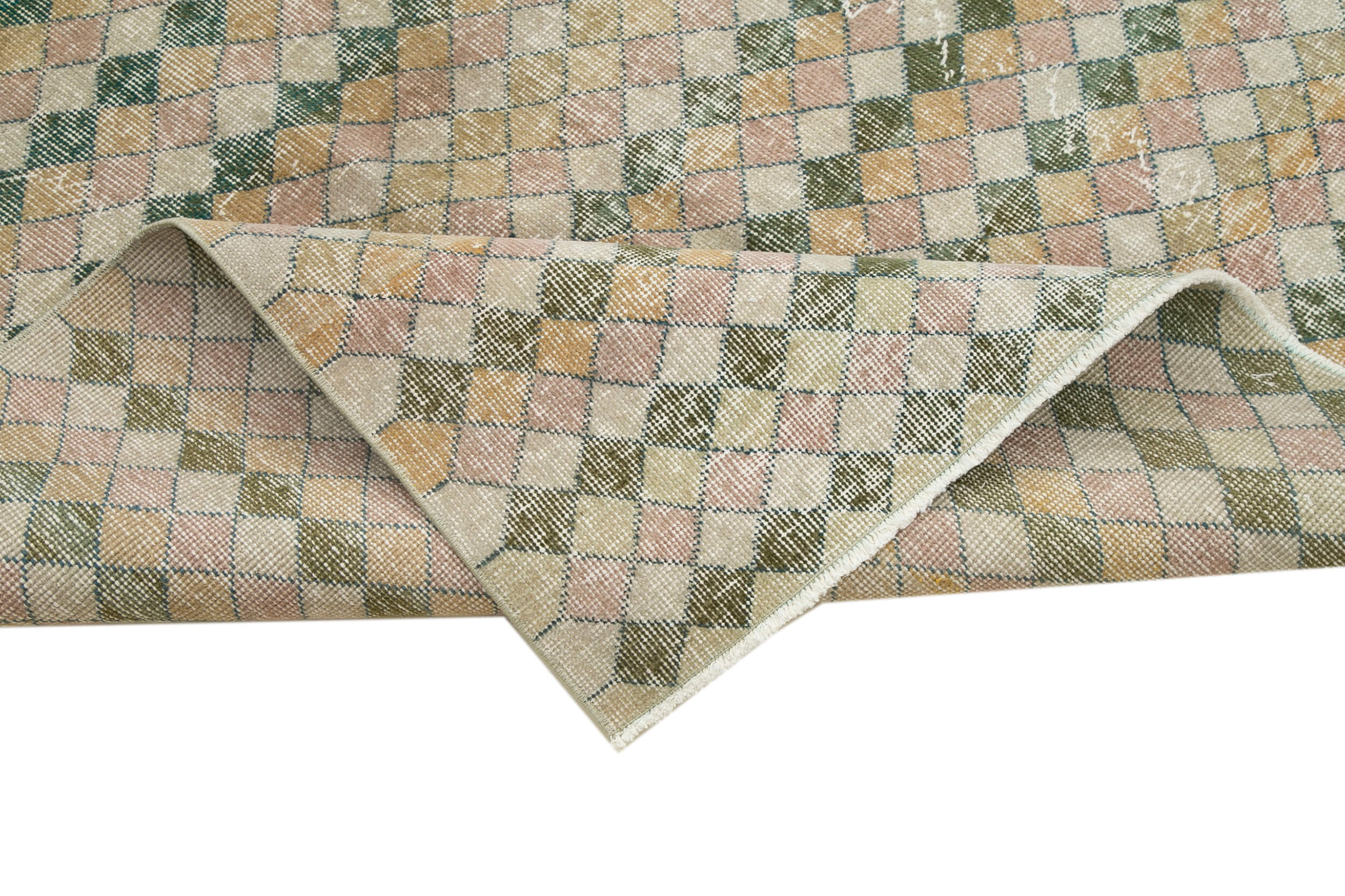 Checkered Kilim Beyaz Damalı Pamuk Yün El Dokuma Halısı 155x253 Agacan