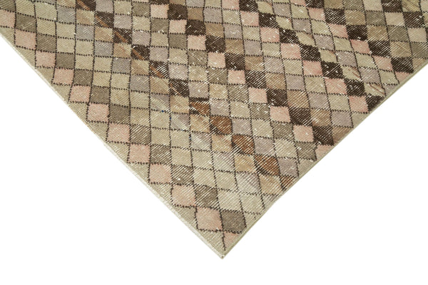 Checkered Kilim Bej Damalı Pamuk Yün El Dokuma Halısı 171x278 Agacan