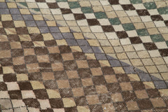 Checkered Kilim Bej Damalı Pamuk Yün El Dokuma Halısı 171x278 Agacan