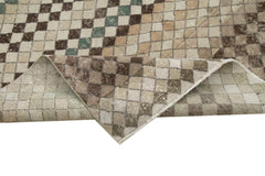 Checkered Kilim Bej Damalı Pamuk Yün El Dokuma Halısı 171x278 Agacan