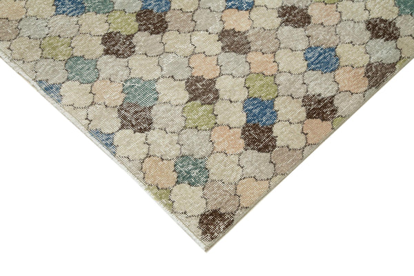 Checkered Kilim Bej Damalı Pamuk Yün El Dokuma Halısı 145x285 Agacan