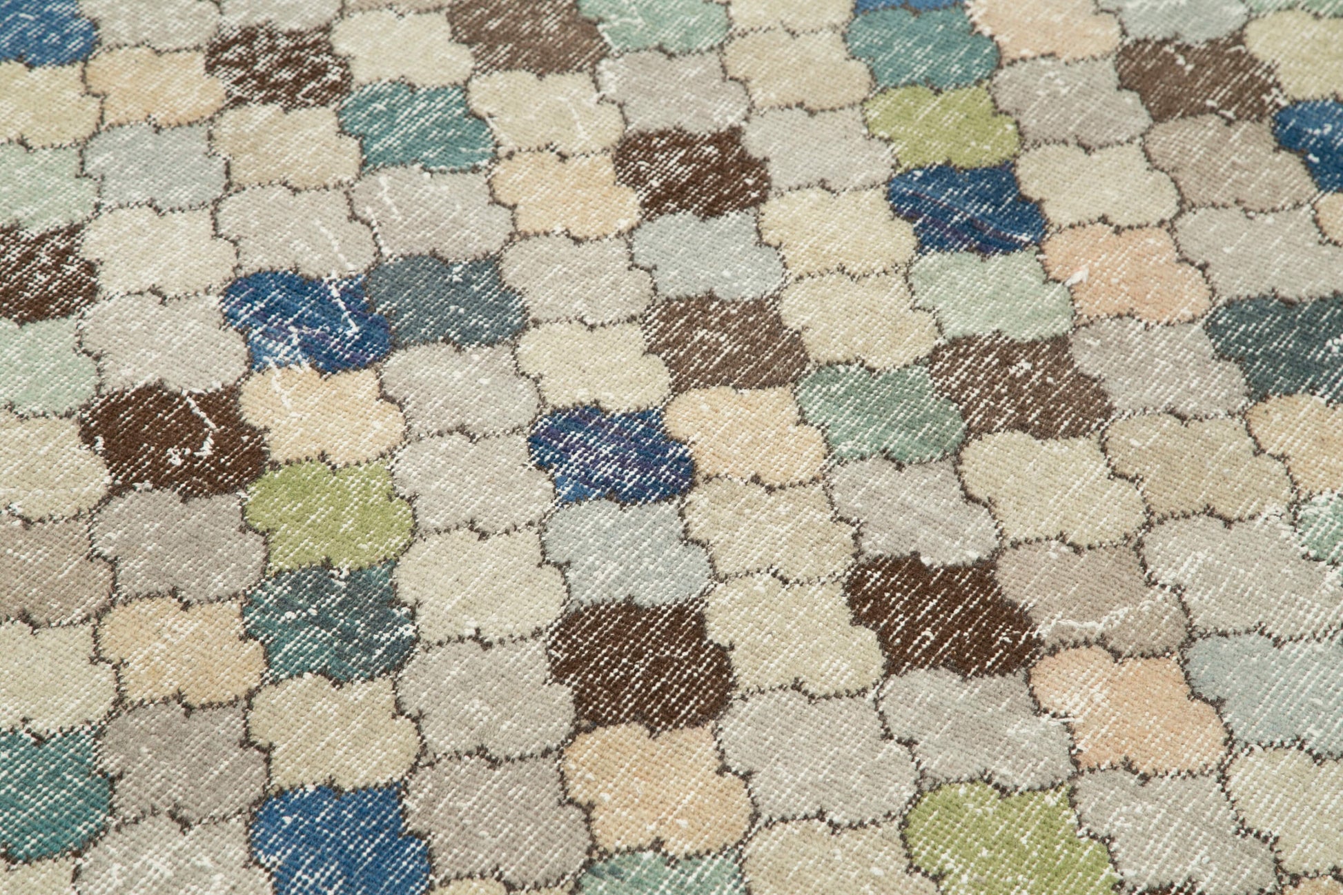 Checkered Kilim Bej Damalı Pamuk Yün El Dokuma Halısı 145x285 Agacan