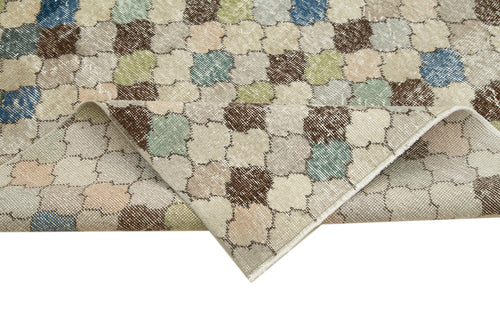 Checkered Kilim Bej Damalı Pamuk Yün El Dokuma Halısı 145x285 Agacan