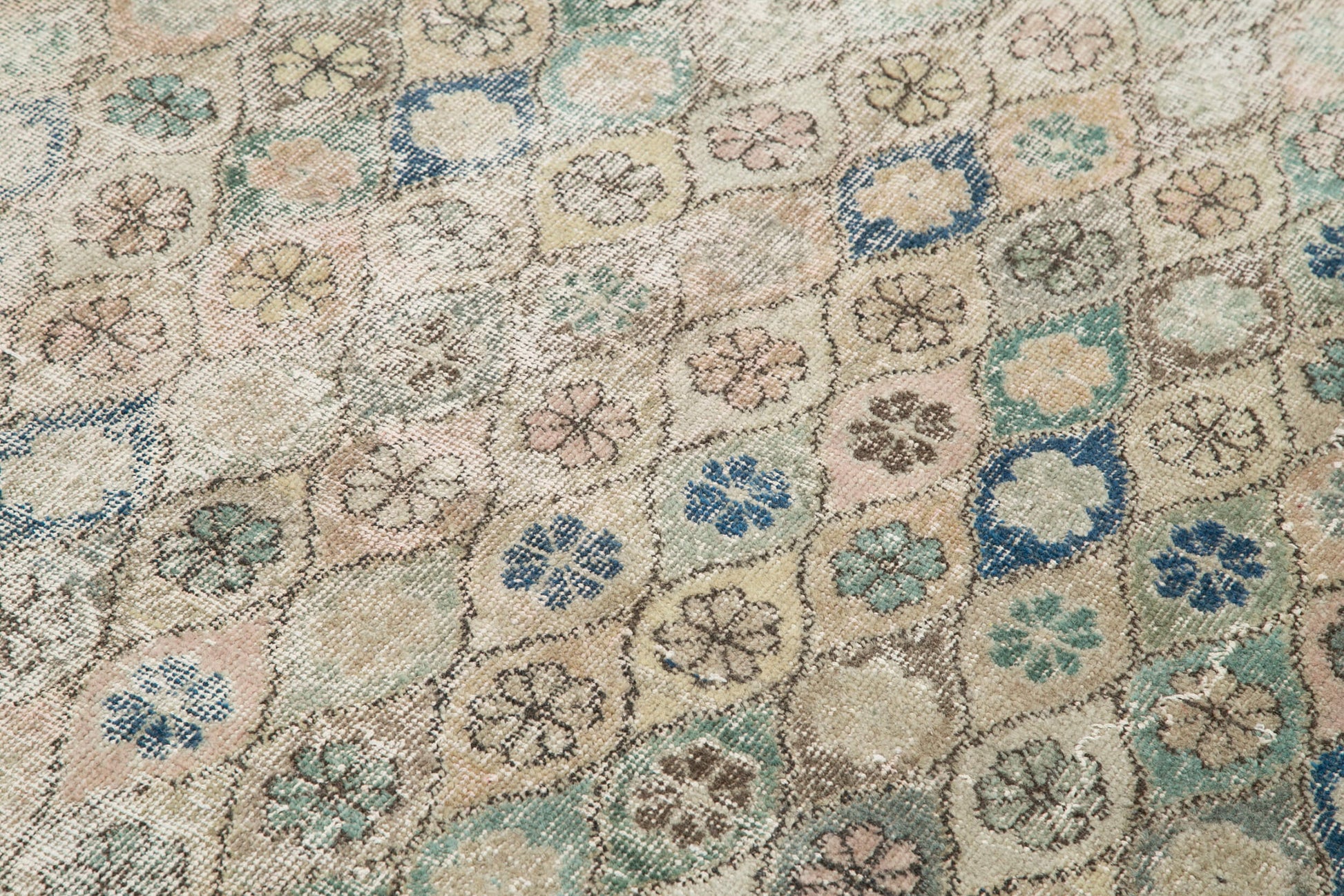 Checkered Kilim Bej Damalı Pamuk Yün El Dokuma Halısı 165x253 Agacan