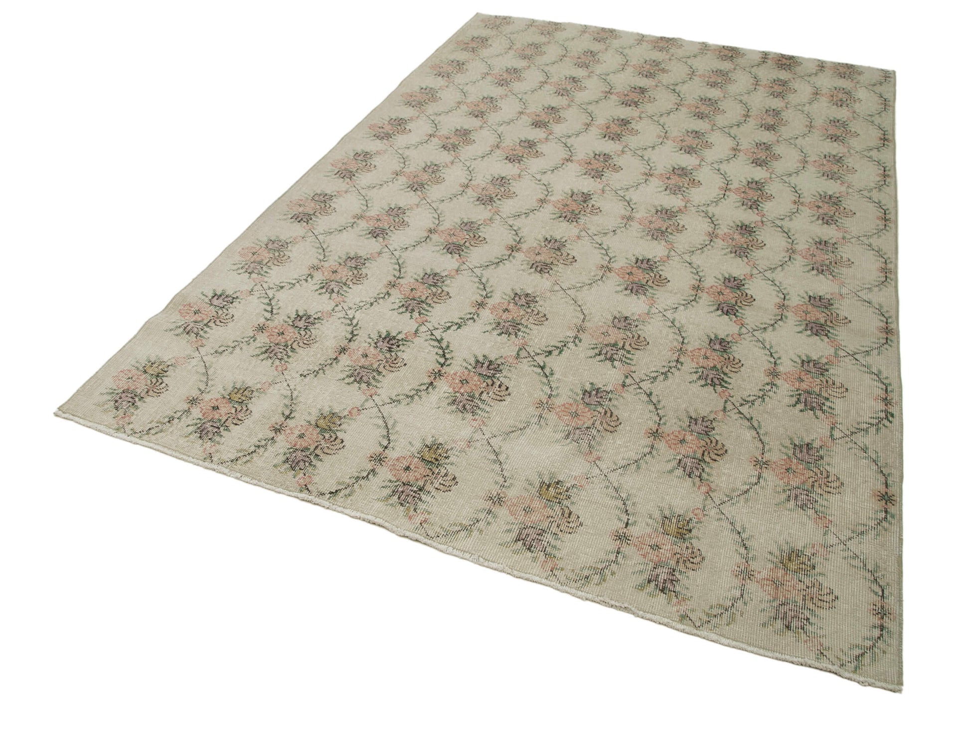 Checkered Kilim Bej Damalı Pamuk Yün El Dokuma Halısı 180x284 Agacan